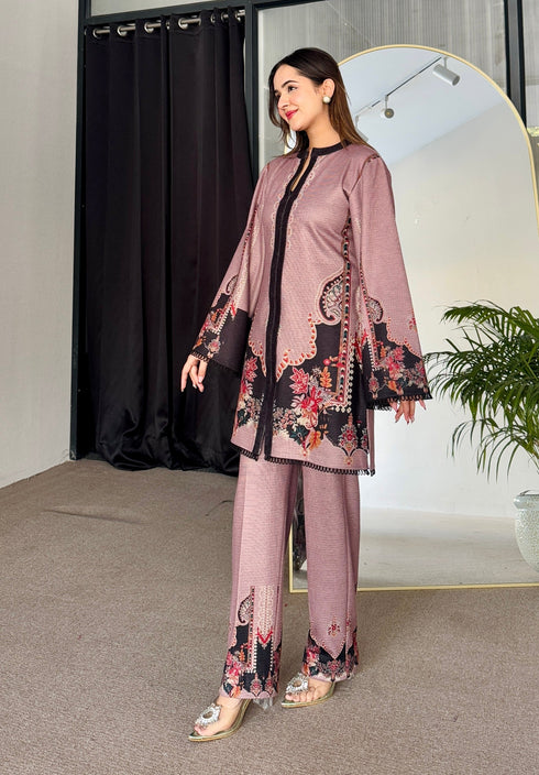 Pink Blossom Winter Kurta Set